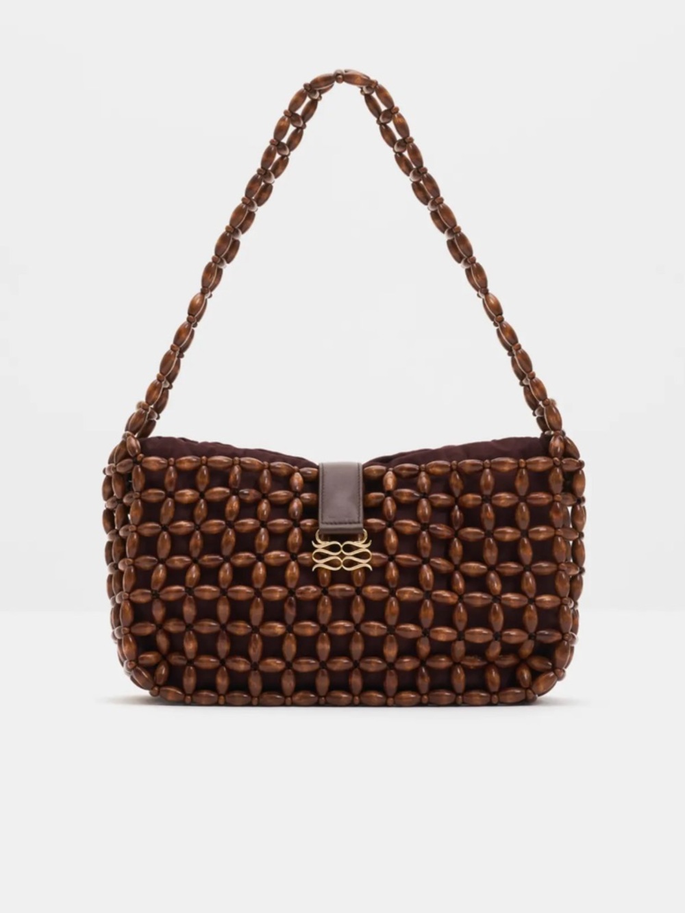 Malina Elvina Espresso Wooden Beads Shoulder Bag